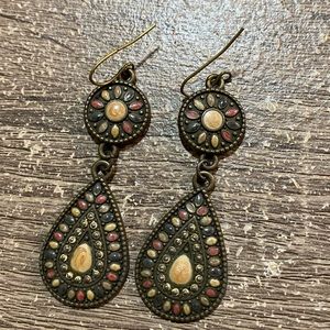 Bronze layered drop earrings
